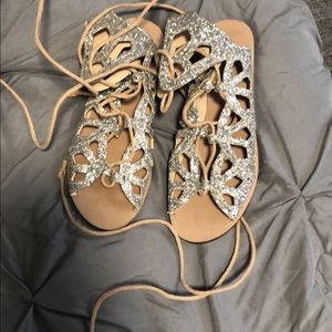 SPARKLY SILVER ZARA GLADIATOR SANDALS